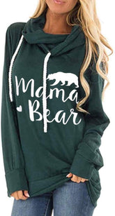 Long Sleeve Sweatshirt for Women Mama Bear Printed Pullover Hoodie Tunic Top